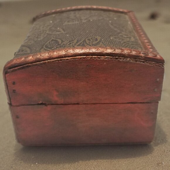 Wooden Treasure Chest Box W/Bronze Color Floral Antique Style Spiritual God Box - Picture 6 of 16